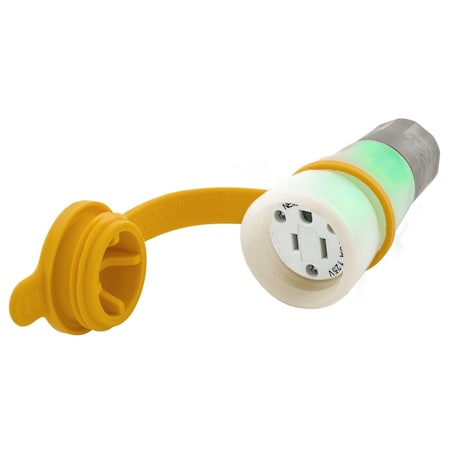 Hubbell Wiring Device-Kellems Watertight Straight Blade Connector, 5-15R, 15 A, 125V AC, 2 Pole, 3 Wire, Screw Terminals, Clear HBL15W47AWC